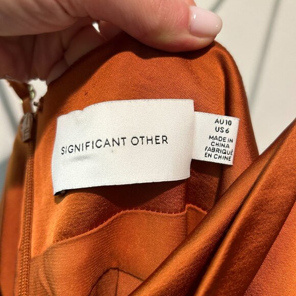 Nordstrom Asymmetrical Cowl Neck Satin Dress - Copper - US6 - Picture 5 of 10